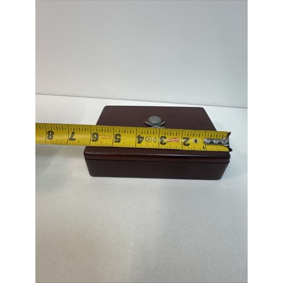 VTG Wood Box Set of 2 Golfer themed Playing Card Decks Sealed Pewter Ball On Lid - Picture 8 of 10